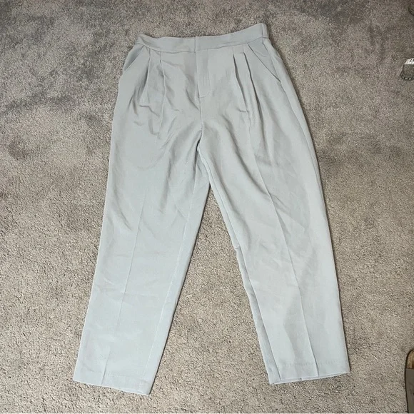 Steve Madden Women's Light Gray Pleated Trousers Ankle Length Size Large NWOT